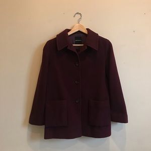Burgundy Wool Blend Pea Coat